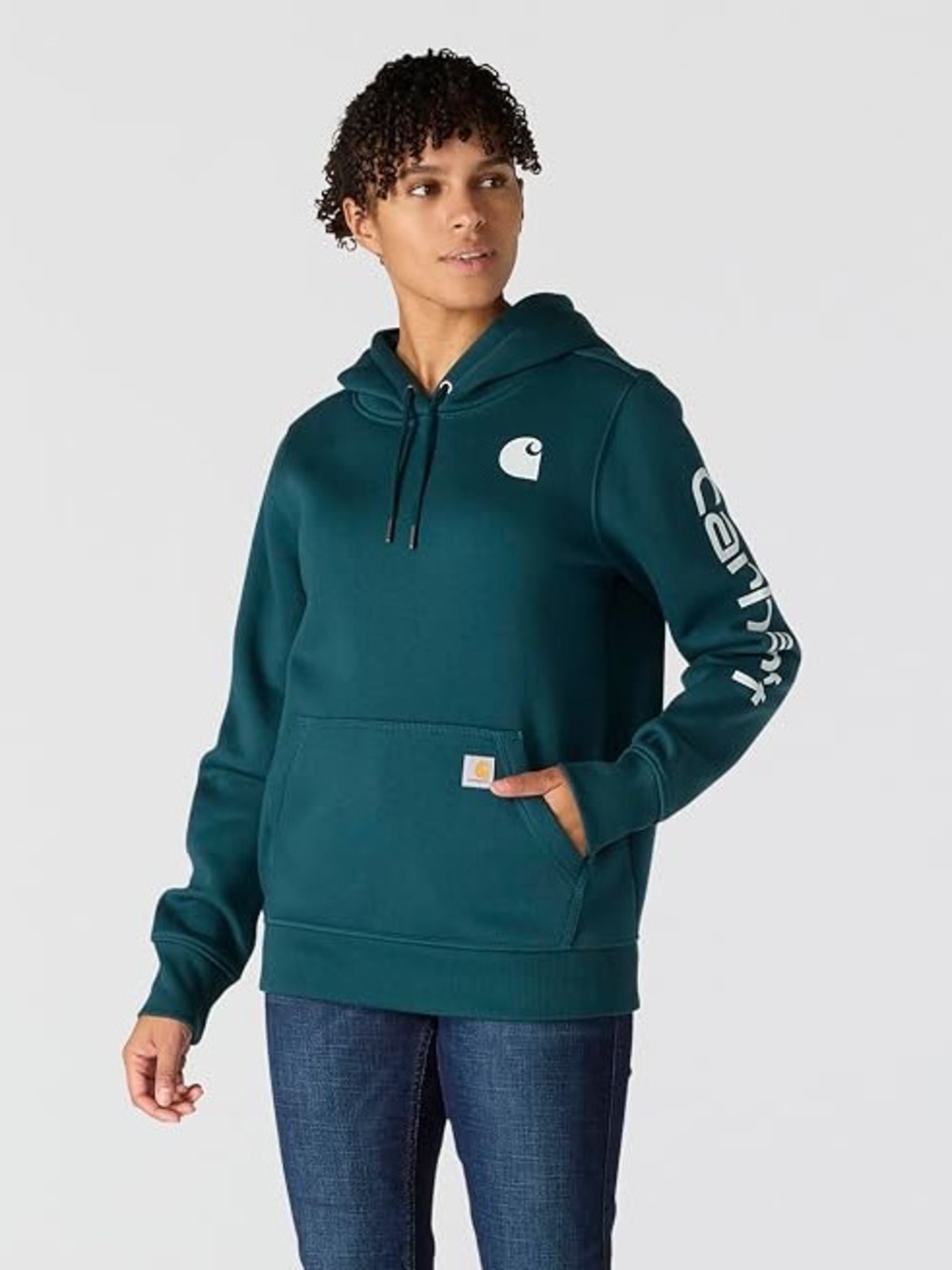 Carhartt WOMENS RELAXED FIT LOGO SLEEVE SWEATSHIRT size S